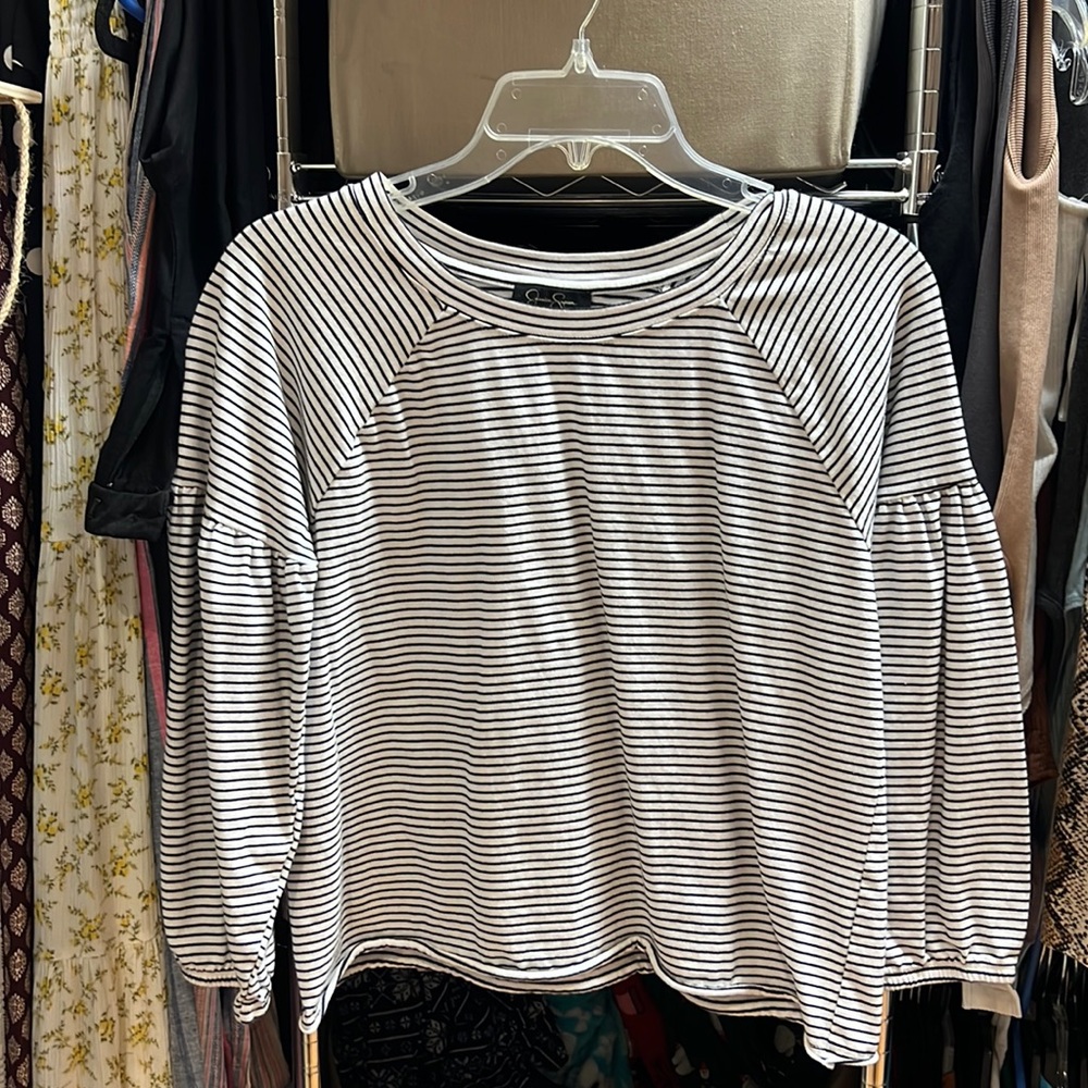 jessica simpson striped longsleeve shirt